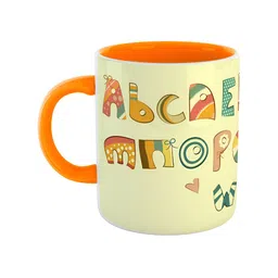 ARTBUG Orange & Green Alphabets Printed Ceramic Glossy Mug 350ml-43
