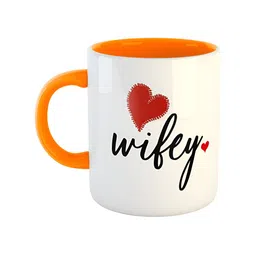 ARTBUG Orange & White Printed Ceramic Glossy Dishwasher And Microwave Safe Mug 350ml-image-53