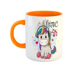 ARTBUG Orange & White Printed Ceramic Glossy Mug 350 ml-image-69