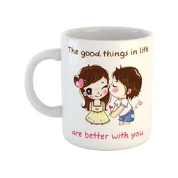 ARTBUG White & Brown Printed Ceramic Glossy Mug 350ml-image-79