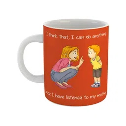 ARTBUG White & Red Printed Ceramic Glossy Mug 350ml-52
