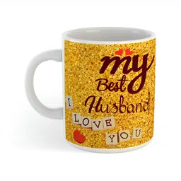 ARTBUG White & Yellow Printed Ceramic Glossy Mug 350 ml-image-86