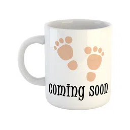 ARTBUG White & Beige Printed Ceramic Glossy Mug 350 ml-31