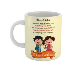 ARTBUG White & Yellow Printed Ceramic Glossy Mug 350 ml-image-63