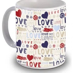 ME & YOU Cream Printed Ceramic Glossy Coffee Mug 320 ml-image-85