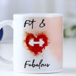 fnp White & Pink Printed Ceramic Glossy Mugs Set of Cups and Mugs-54