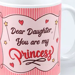 fnp White & Pink Printed Ceramic Glossy Mugs Set of Cups and Mugs-50