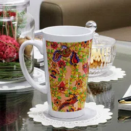 KOLOROBIA White & Green Printed Ceramic Glossy Irish Mug 425 ml-35