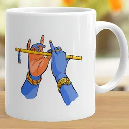 Khakee White & Blue Printed Ceramic Glossy Mug image 2
