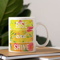 Khakee White & Yellow Printed Ceramic Glossy Mug 325 ml image 5