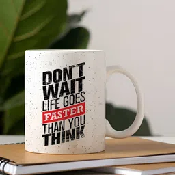 Khakee White & Black Text or Slogans Printed Glossy Microwave Safe Mugs 325ml image 2