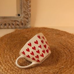 WEAVING HOMES White & Red 2 Pieces Printed Ceramic Glossy Mugs 200 ml Each image 3