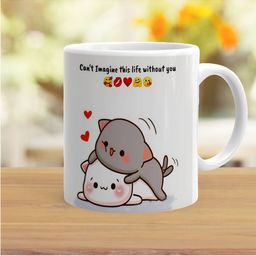 Khakee White & Grey Printed Ceramic Glossy Mug 325 ml image 3