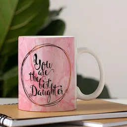 Khakee White & Pink Text or Slogans Printed Ceramic Glossy Mugs 325 ml image 3