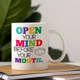 Khakee White & Blue Text or Slogans Printed Ceramic Glossy Mugs 325 ml image 5