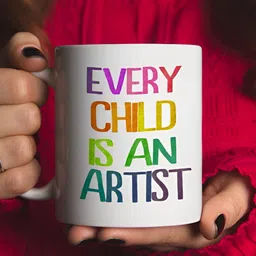 Khakee White & Pink Printed Ceramic Glossy Mugs 325 ml image 5