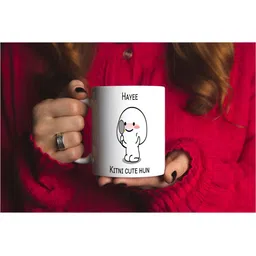 Khakee White & Black Text or Slogans Printed Ceramic Glossy Mug 325 ml image 4
