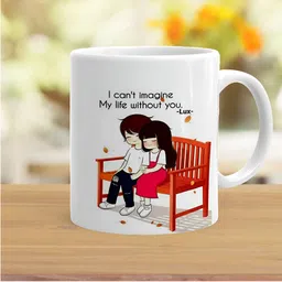 Khakee White & Red Printed Ceramic Glossy Mug image 2