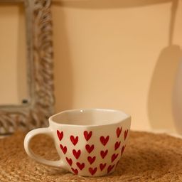 WEAVING HOMES White & Red 2 Pieces Printed Ceramic Glossy Mugs 200 ml Each image 4