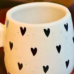 WEAVING HOMES Black & White Printed Ceramic Glossy Mugs 200 ml Each image 4