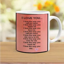 Khakee White & Peach-Coloured Text or Slogans Printed Ceramic Glossy Cup image 3