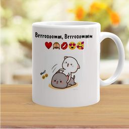 Khakee White & Yellow Printed Ceramic Glossy Mugs image 3