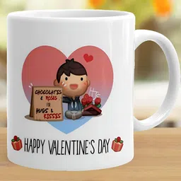 Khakee White & Pink Printed Ceramic Glossy Mug 325 ML image 2