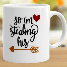 Khakee White & Black Printed Ceramic Glossy Mug 325 ml image 2