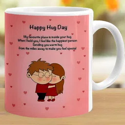 Khakee White & Pink Text or Slogans Printed Ceramic Glossy Mugs 325 ml image 2