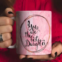 Khakee White & Pink Text or Slogans Printed Ceramic Glossy Mugs 325 ml image 5
