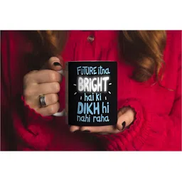 Khakee White & Black Text or Slogans Printed Ceramic Glossy Mug 325ml image 2