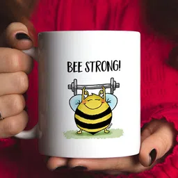Khakee White & Yellow Text or Slogans Printed Ceramic Glossy Mug 325 ML image 4