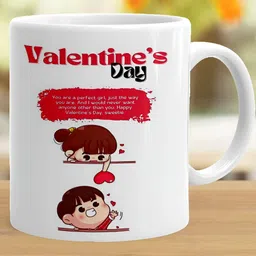Khakee White & Red Printed Ceramic Glossy Mug 325 ml image 3