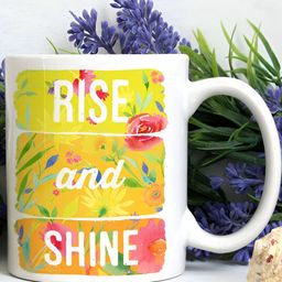 Khakee White & Yellow Printed Ceramic Glossy Mug 325 ml image 4
