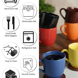 CDI Brown & Yellow 6 Pieces Ceramic Glossy Mugs 200 ml image 3