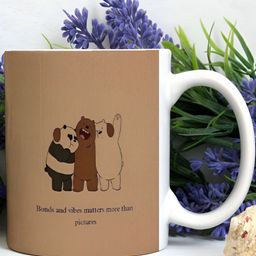 Khakee White & Brown Printed Ceramic Glossy Mug 325 ml image 4