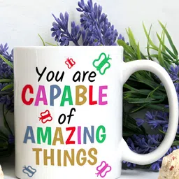 Khakee White & Red Text or Slogans Printed Ceramic Glossy Mugs 325 ml image 4
