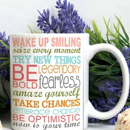 Khakee White & Green Text or Slogans Printed Ceramic Glossy Mugs image 3