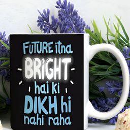 Khakee White & Black Text or Slogans Printed Ceramic Glossy Mug 325ml image 5