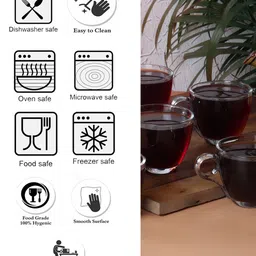 ceradeco Transparent Set Of 6 Glossy Glass Cups 200 ml Each image 3