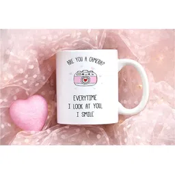 Khakee White & Pink Typography Printed Microwave Safe Ceramic Glossy Mug 325 ml image 2