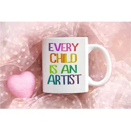 Khakee White & Pink Printed Ceramic Glossy Mugs 325 ml image 3