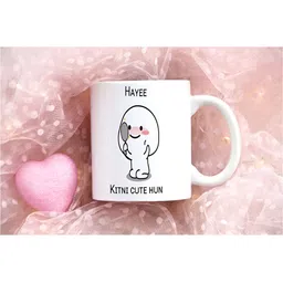 Khakee White & Black Text or Slogans Printed Ceramic Glossy Mug 325 ml image 5