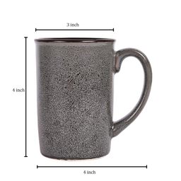AAKRITI ART CREATIONS Grey Solid Ceramic Set of 2 Glossy Mugs image 2