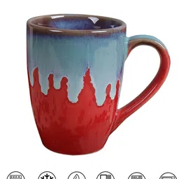Homesake Set of 2 Red & Turquoise Blue Printed Ceramic Glossy Mugs image 5