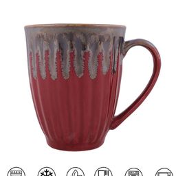 Homesake Set of 2 Red & Grey Textured Ceramic Glossy Mugs image 5