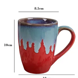 Homesake Set of 2 Red & Turquoise Blue Printed Ceramic Glossy Mugs image 4