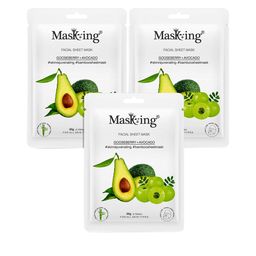 MasKing Unisex Pack Of 3 Gooseberry & Avocado Bamboo Facial Sheet Masks - 60 ml-2