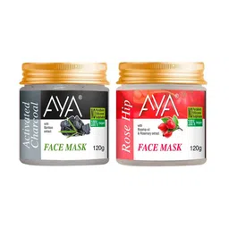 AYA Set Of 2 Activated Charcoal & Rosehip Face Mask 120 g Each-0
