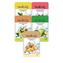 Masking Beauty Unisex Combo Pack of 5 Facial Sheet Mask  20ml-99
